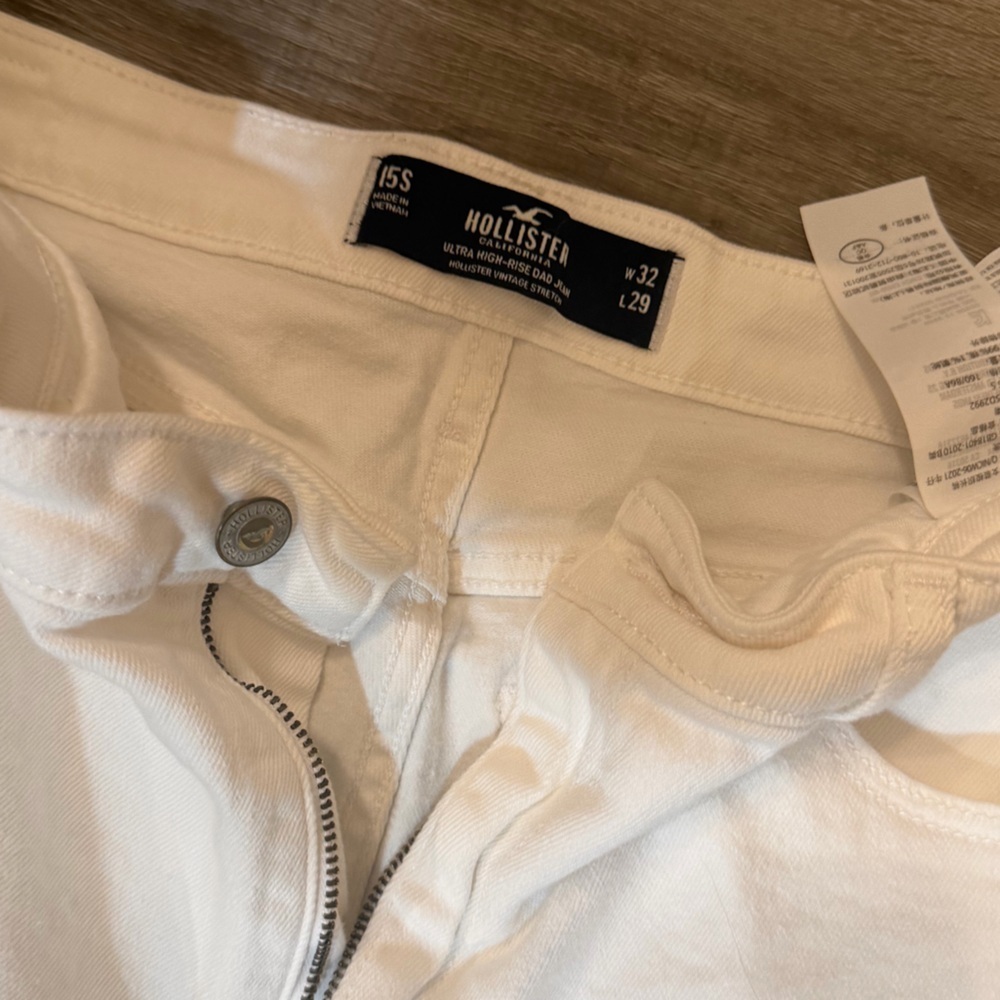 Hollister White Denim Pants Ultra High Rise Dad Jeans W32 L29 - Picture 3 of 5